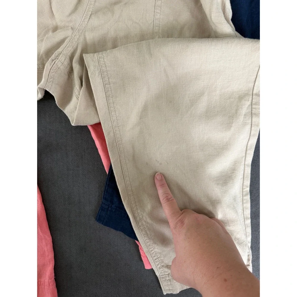 J Crew Linen Blend Seaside Pants Bundle 3 Pairs XL‎ Drawstring Pink Navy Beige